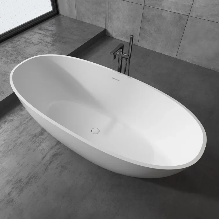 Solid Surface  Freestanding matte white Bathtub for Luxury hotel