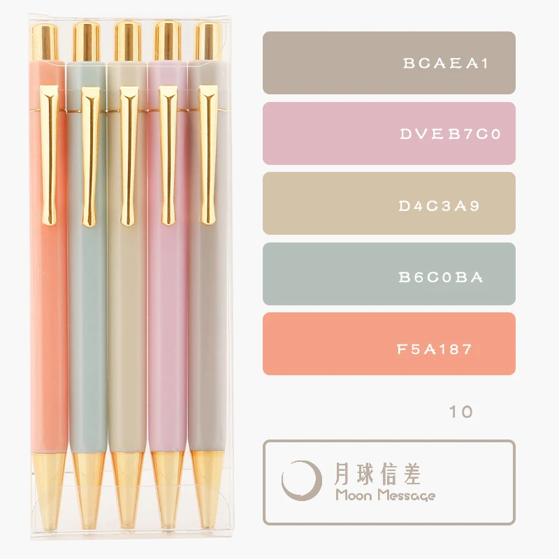 Custom Logo Pastel Gold Hexagon Plastic Ball Pen, Colorful Pen Sets for Office, Hotel, School, Ink Pens for Women, Men