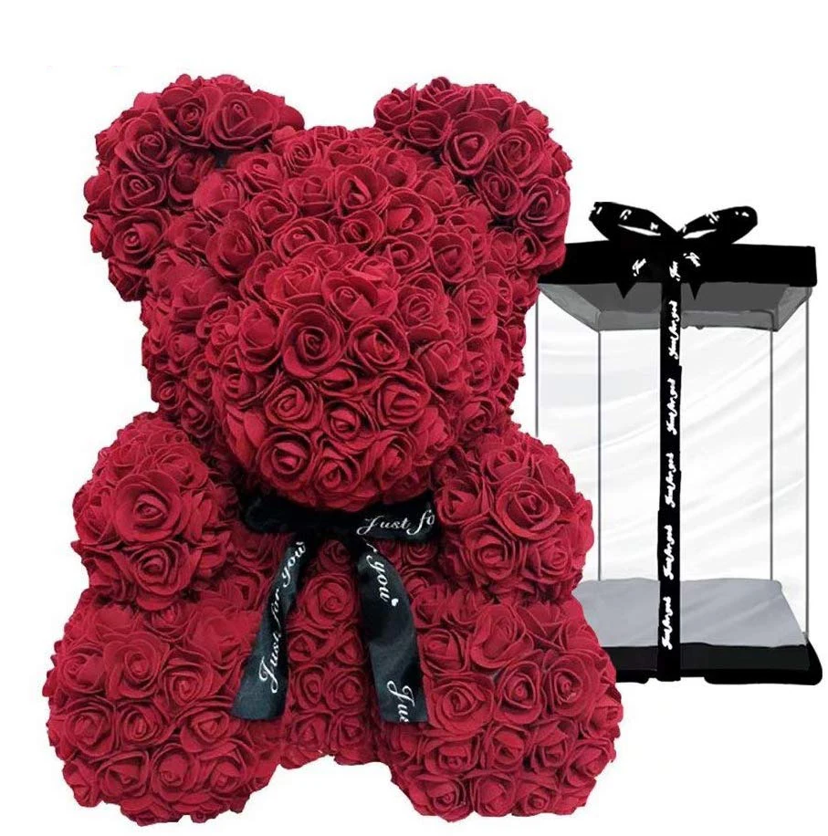 2019 Hot Selling handmade 25cm 40cm 70cm Valentine christmas rose Teddy Bear