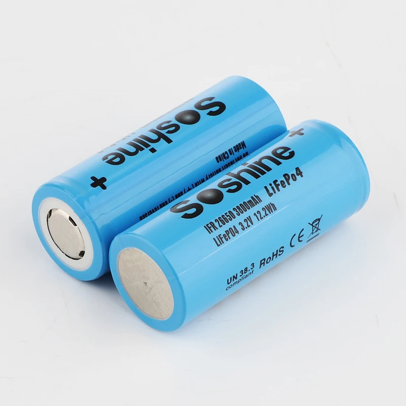  Новый перезаряжаемый аккумулятор Soshine 26650 LiFePO4: 3 2 в 3800