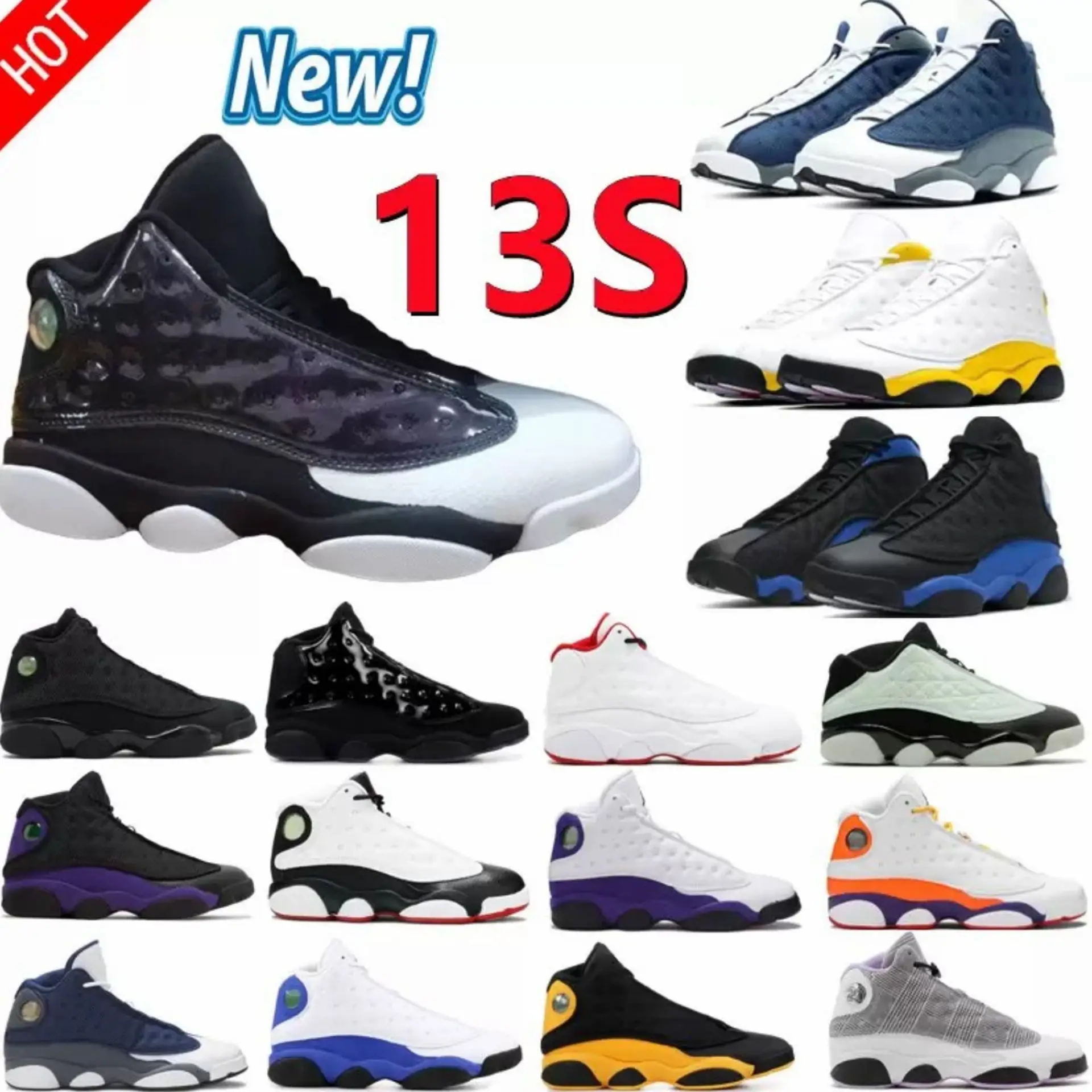 Newest Basketball Shoes Retro Flin Mens Classic Sports Sneaker Trainers Outdoor Aj13 Breathable Shoes