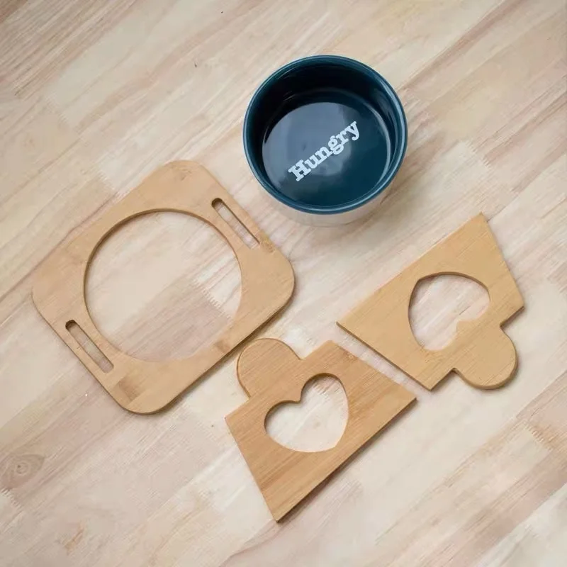 
Ceramic Cat Dog Feeders Bowls Bamboo Tableware Ceramic Pet Food Thirsty High Grade Pet Bowl 