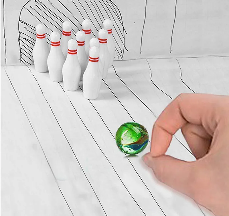 Children Adult Table Games Toys Mini Bowling