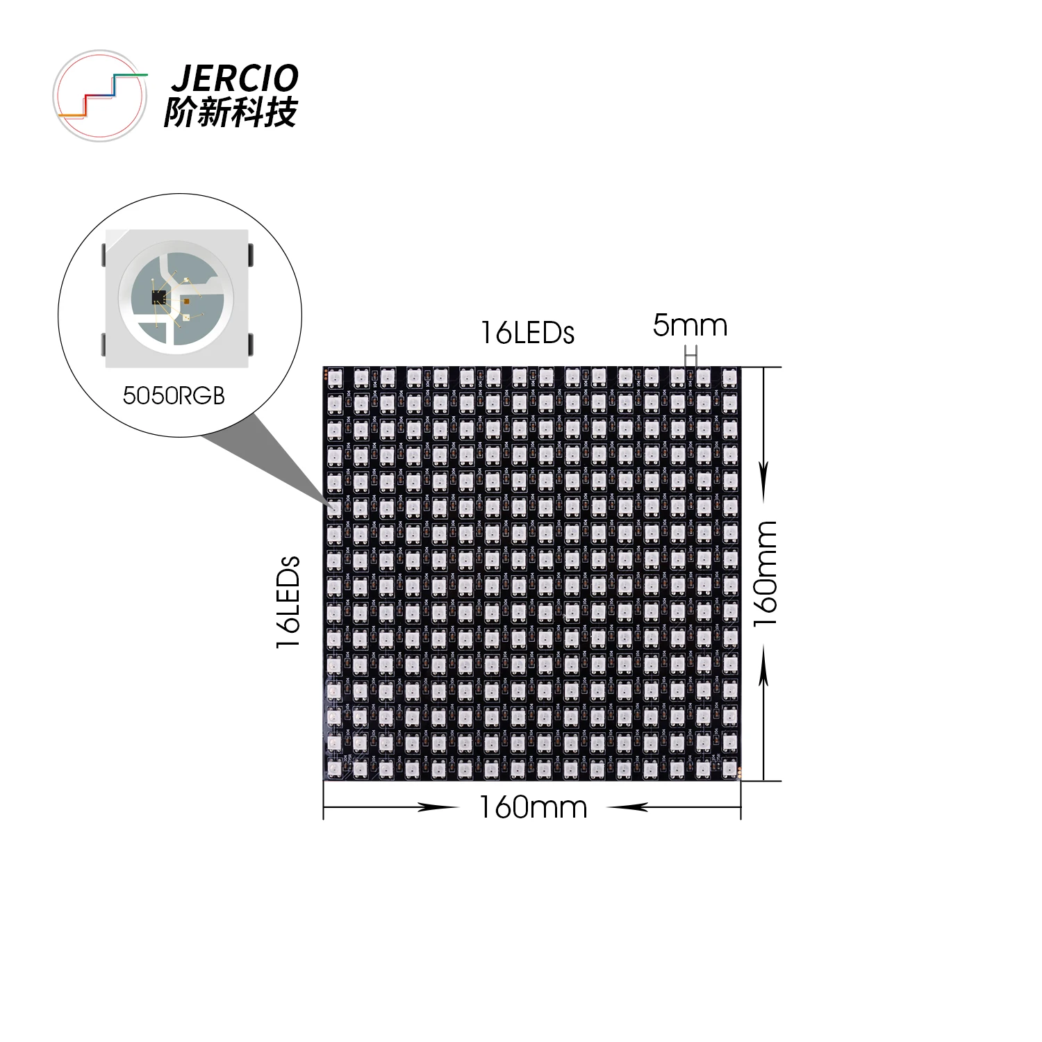 Jercio LED Pixel Matrix 16x16 256 Pixels WS2812B Digital Flexible LED Panel  Individually addressable Programmable LED Screen