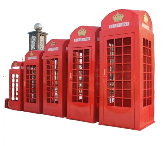 Antique Red Public Telephone Booth British Outdoor Telephone Kiosk