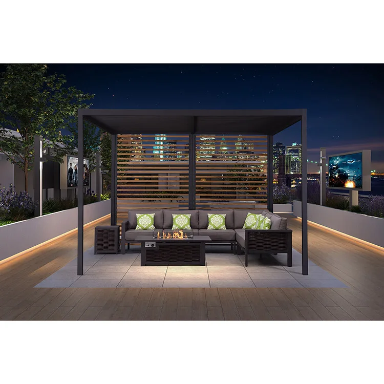 High Quality Modern Waterproof Patio Outdoor Aluminium Pergola Teak