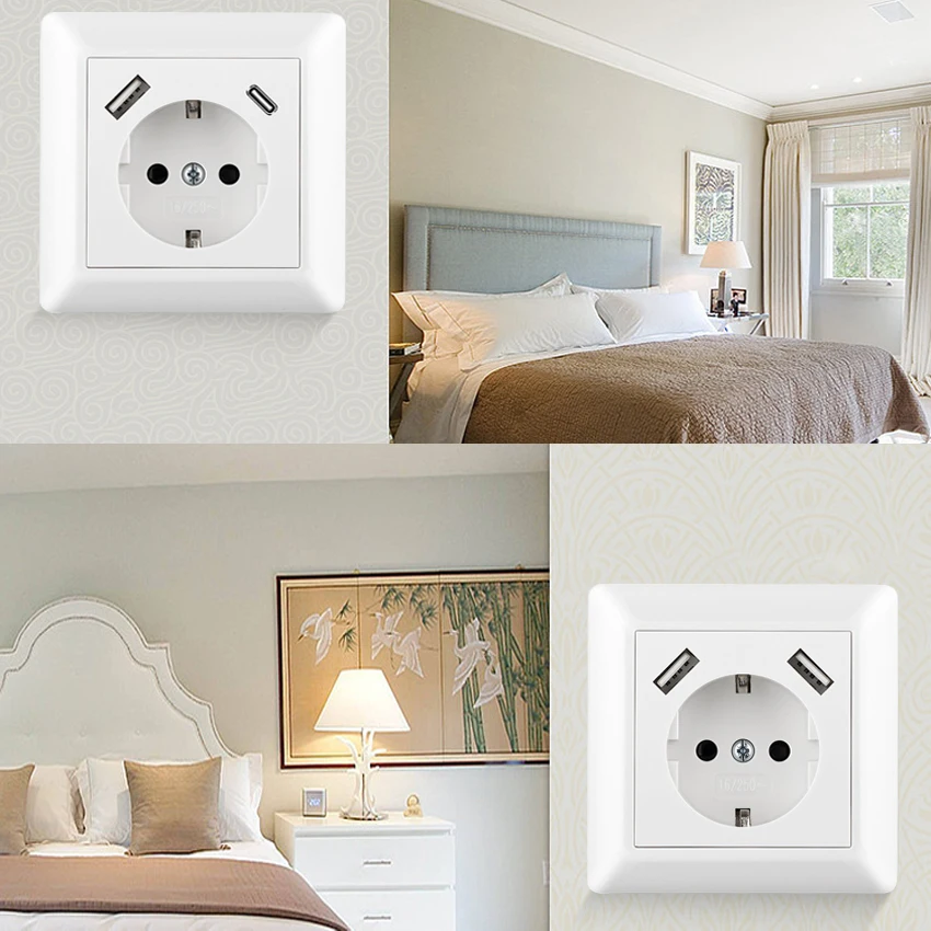 Factory Price 16A Schuko Socket System 55 Shutter Touch Protection for Smartphone schuko wall socket