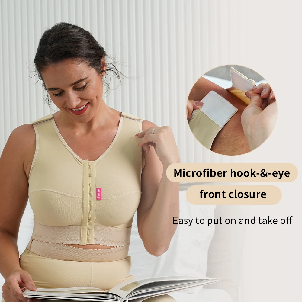 S-SHAPER Post Surgery Full Coverage Front Open Bra Post-Surgical Shapewear Sleeveless Vest Manufacturer For Women