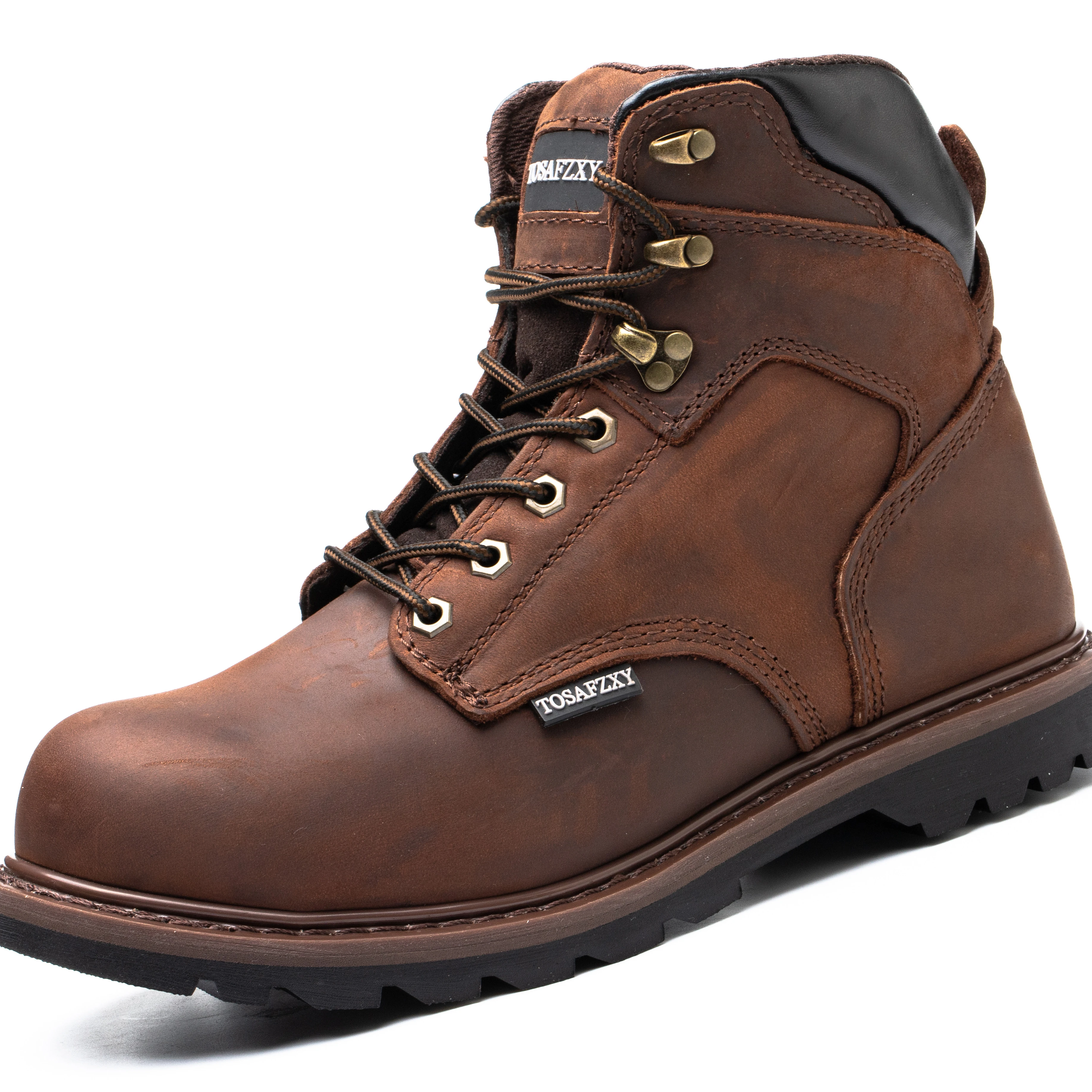 Handmade Crazy Horse Cowhide Vintage Stylish Steel Toe Work Boots For Men