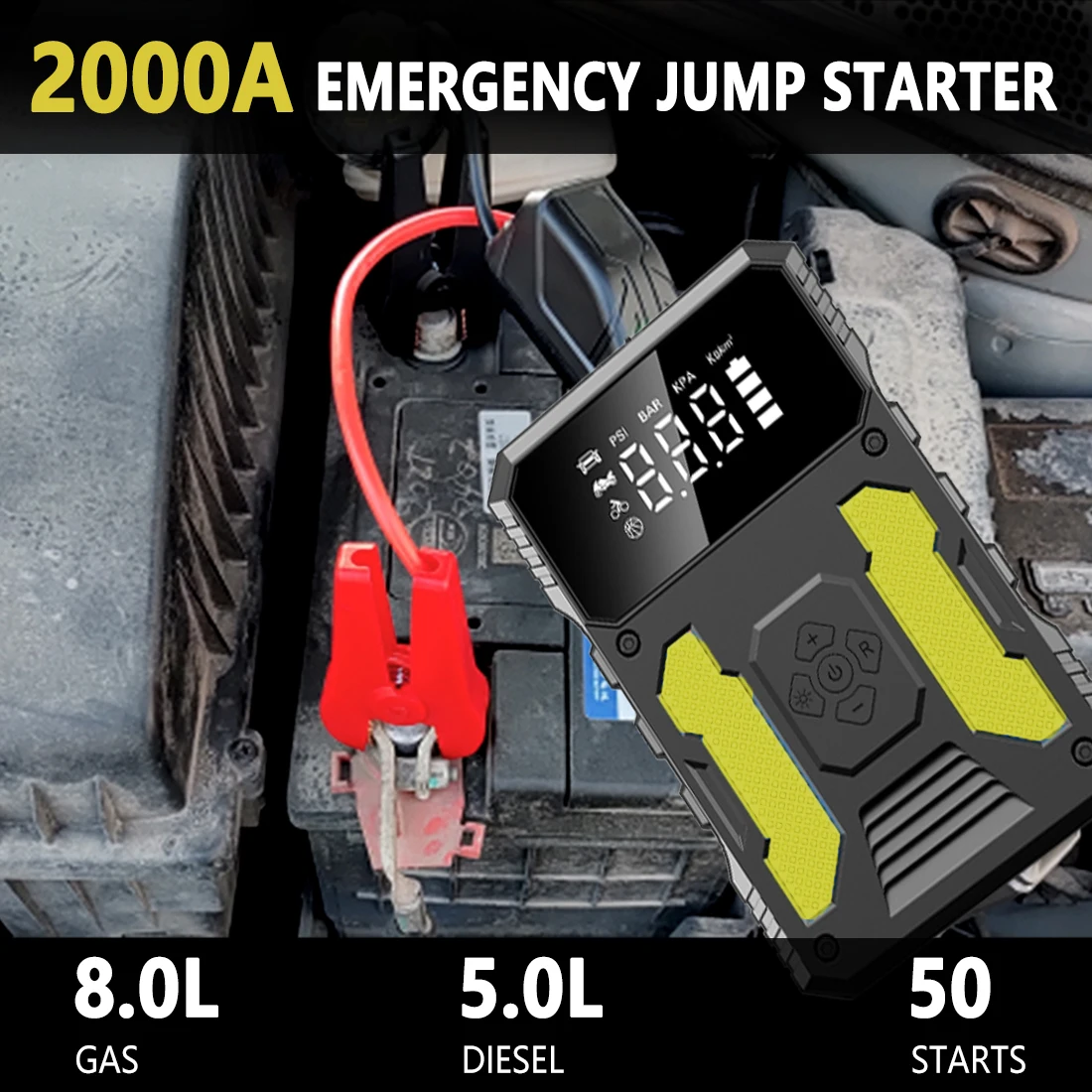 2024 Popular Emergency Jump Starter With 150PSI Air Compressor Lithium Ion Car Battery Car Jump Starter With Air Pump