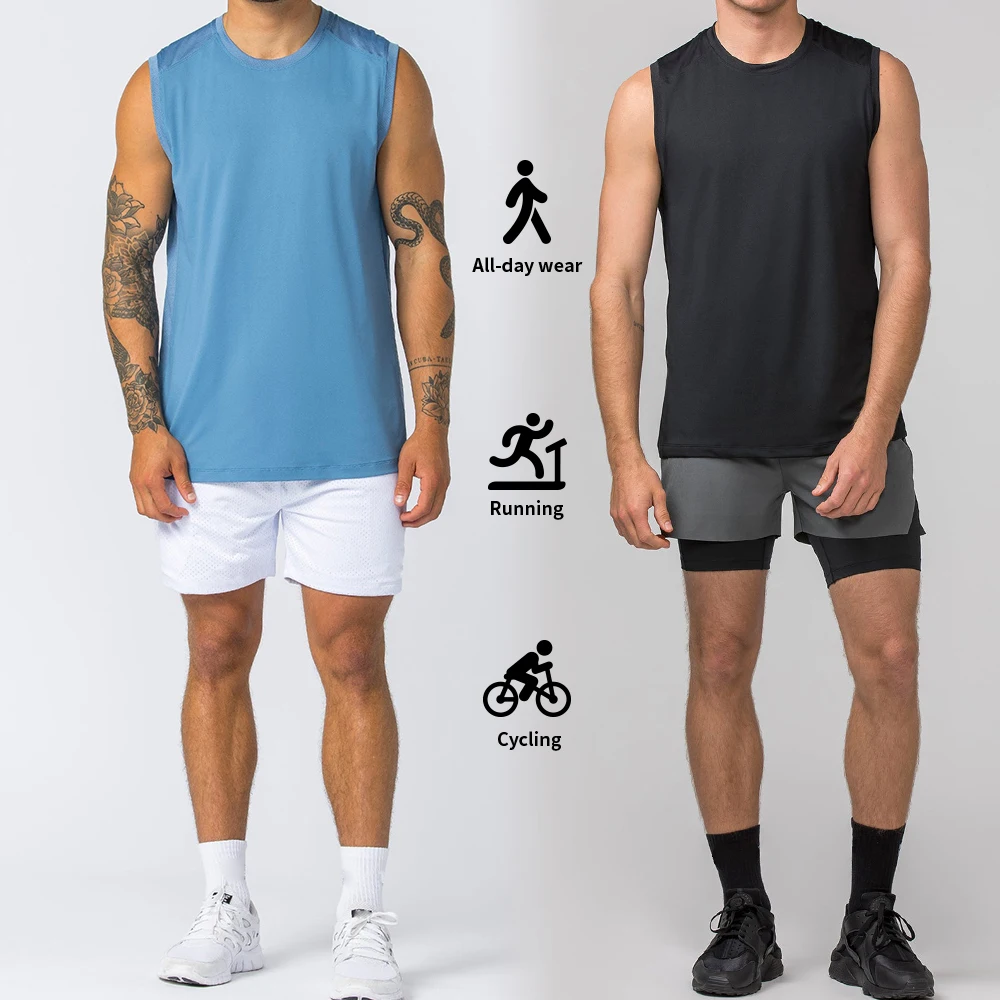 Manufacture custom logo high quality sleeveless vest streetwear blank gym top heavy weight fitness workout men gym wear
