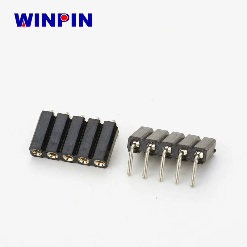 2.54mm female header connector 254mm pitch 5 pin board to board pcb connector one row right angle machined round pin samtec