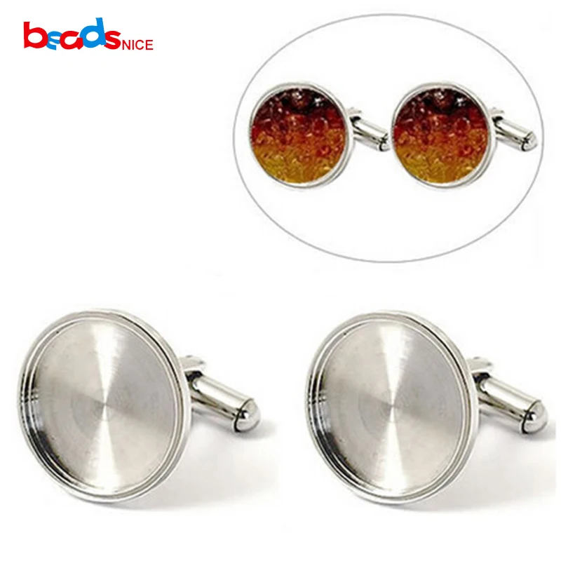 Beadsnice ID 28861 Stainless Steel round cufflink parts to make custom as novelty cufflinks