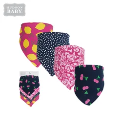 Hudson Baby Bibs Set 4PK- Baby Feeding Bandana Bib Cotton NO.50941