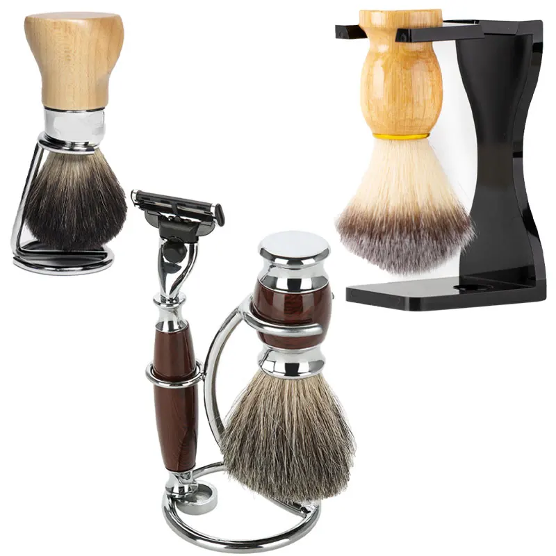 Классический безопасный Высококачественный акриловый пластиковый держатель для бритвы из нержавеющей стали, подставка для щетки для бритья