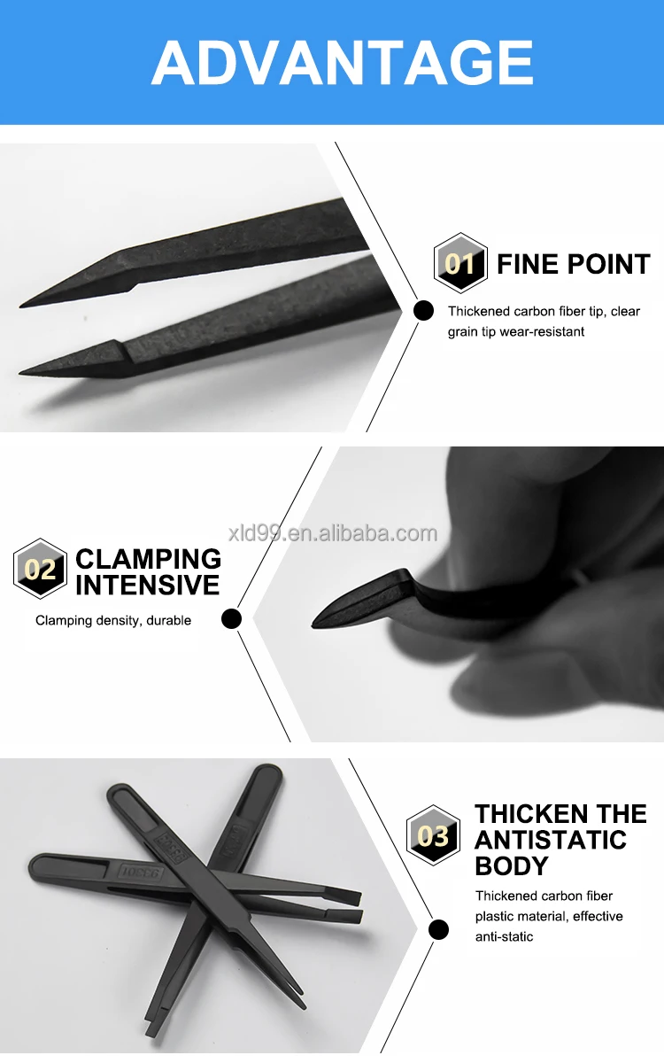 ESD Plastic Industrial Tweezers Anti Static Plastic Conductive Tweezers