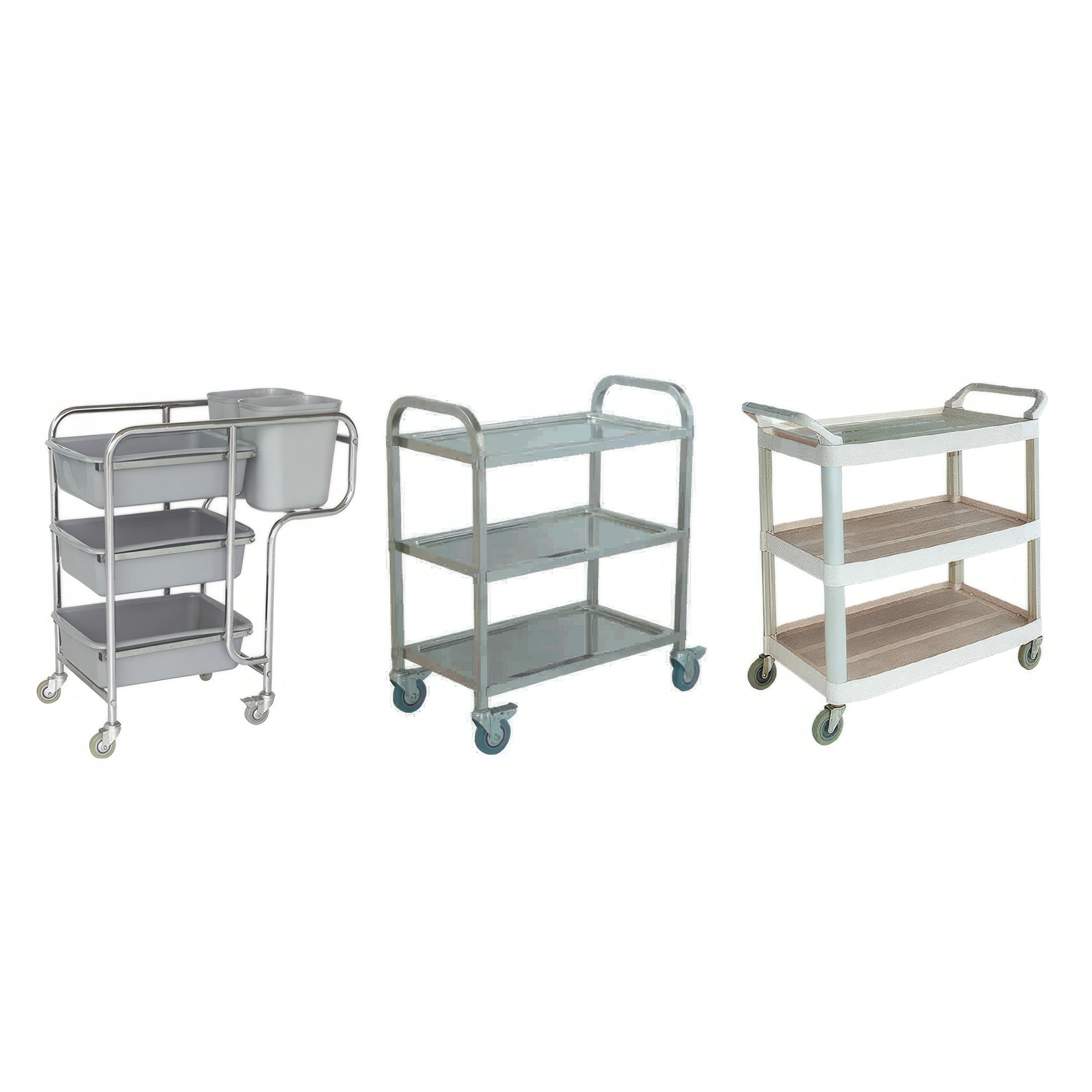 Fast-czech AF08176 Small three-layer plastic multi-purpose beverage trolley Commercial catering kitchen bus trolley