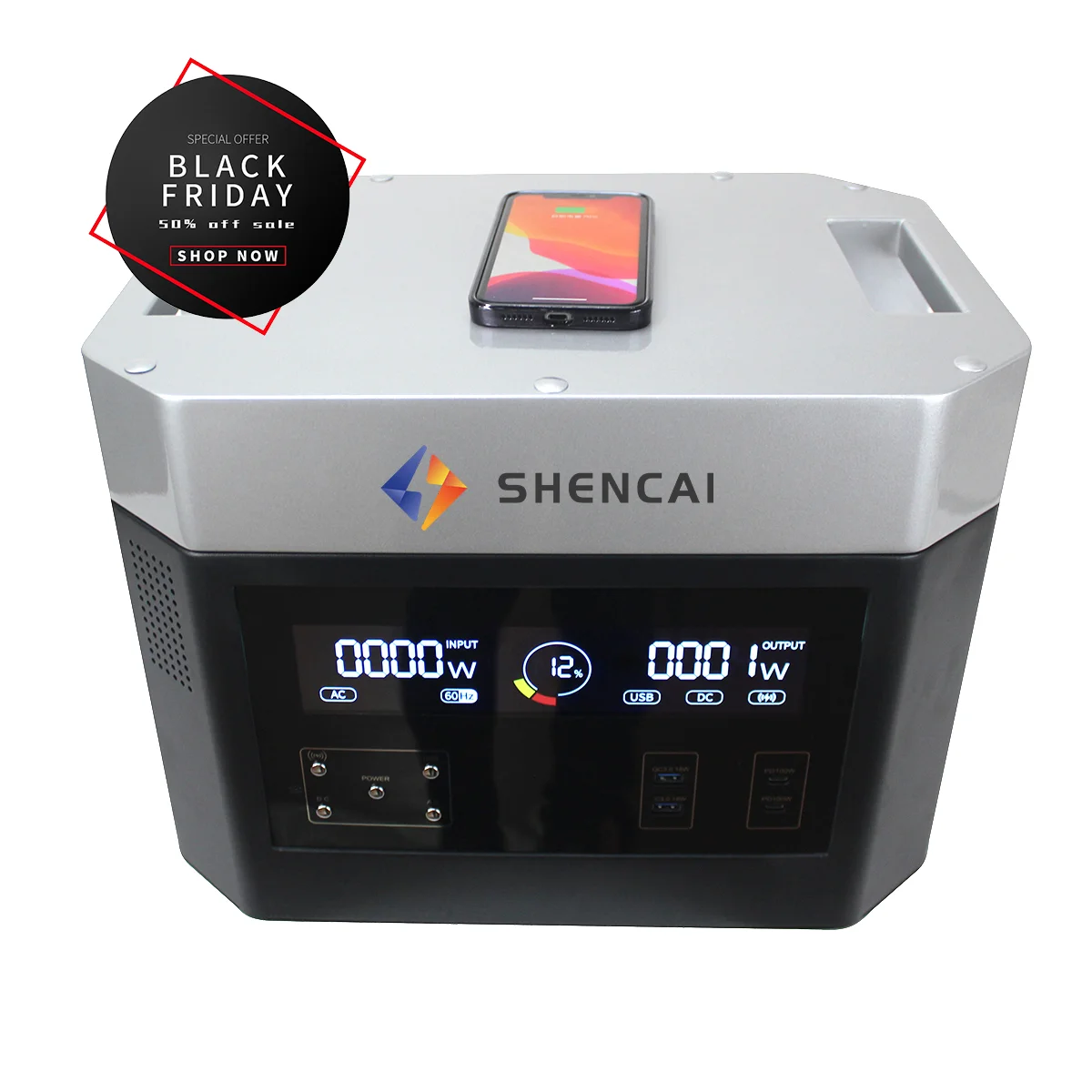 portable outdoor power stations energy 2000w solar generator quick charge 2 hours with foldable solar panel