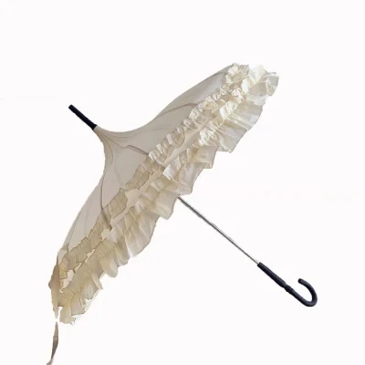 19 Inches Woman Pagoda Parasol Wedding Umbrella with Large Lace