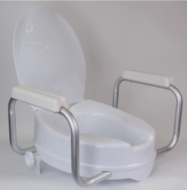 SUNCARE Height Adjustable Elevated 4 Inches PP Commode Homecraft Raised Toilet Seat With Armrest