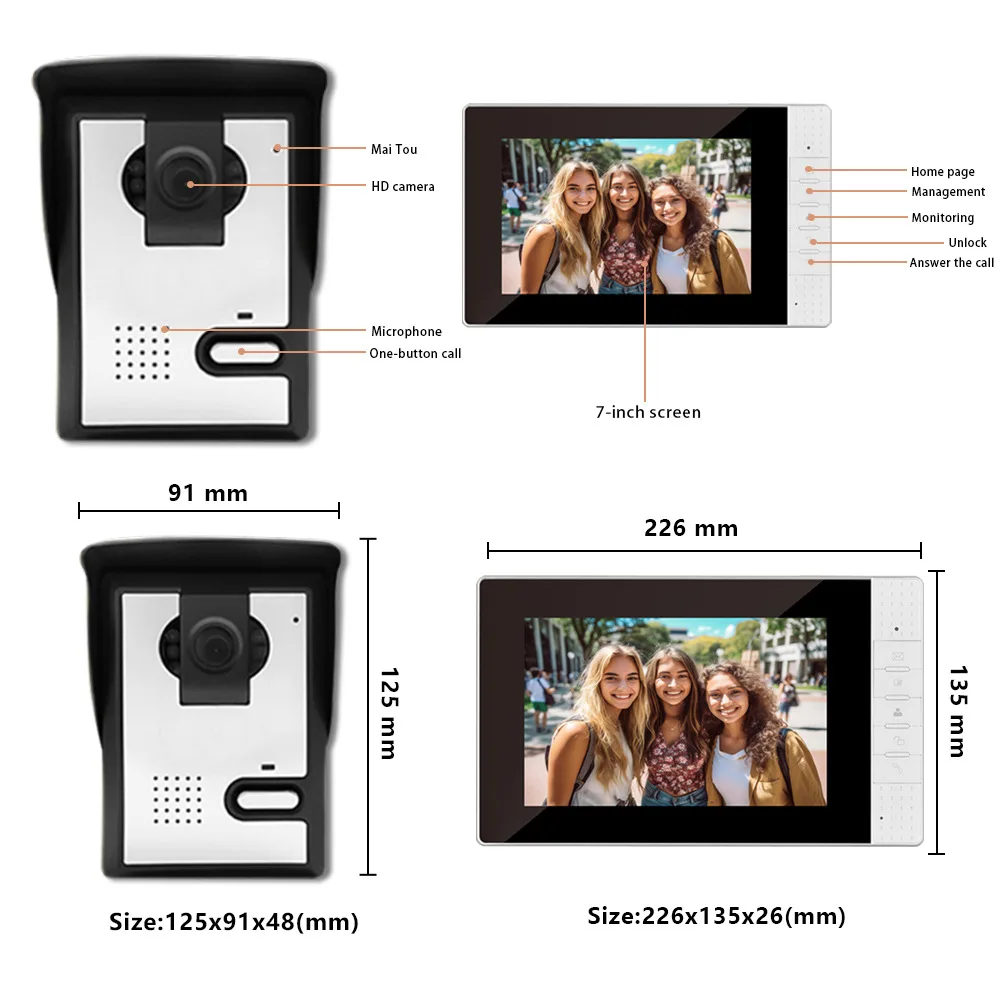 Visual building intercom system doorbell community multi family villa night vision color telephone high-rise