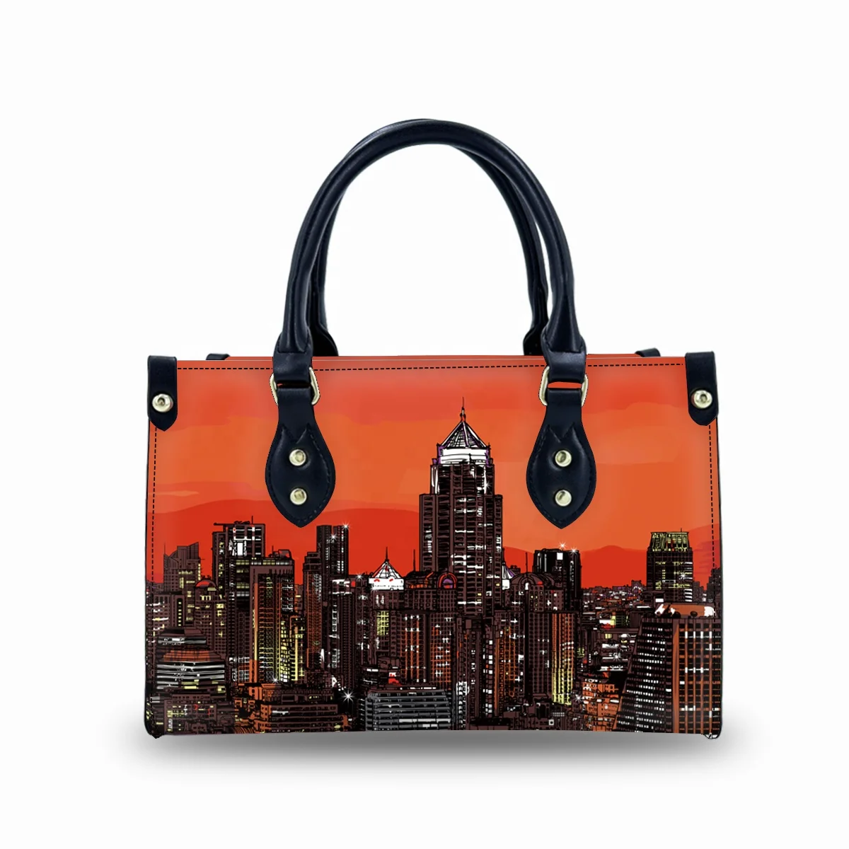 Designer City Pattern Luxury Handbags For Women 2023 Ladies Hand Bags Hard Botton Tote Bag Custom Large Tote Bag