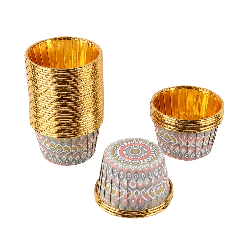 boho style Round Baking paper Cup -  Disposable Thickened baking  paper cup  Baking Supplies  for Wedding Birthday  and Party