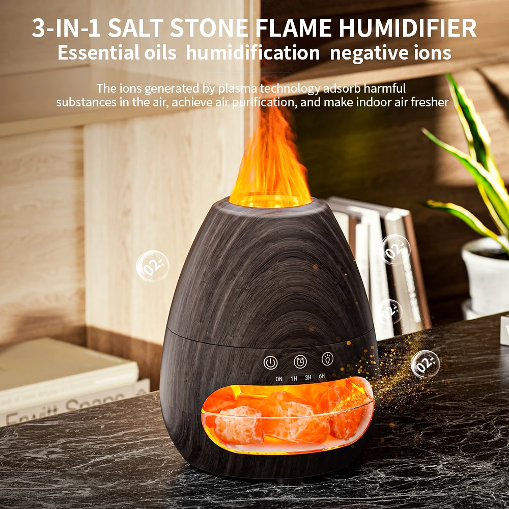 New 200ml Volcanic Aroma Diffuser 3D Firework Essential Oil Humidifier Depilated Flame for Household Use
