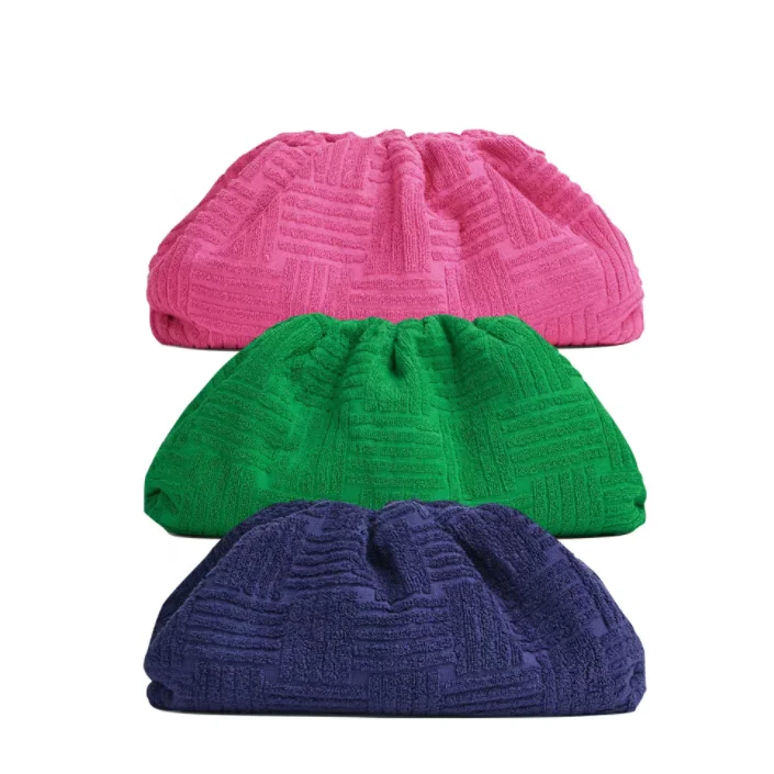 women Fashion terry fabric cloud bag for ladies dumpling shape coral clutch bags evening bag