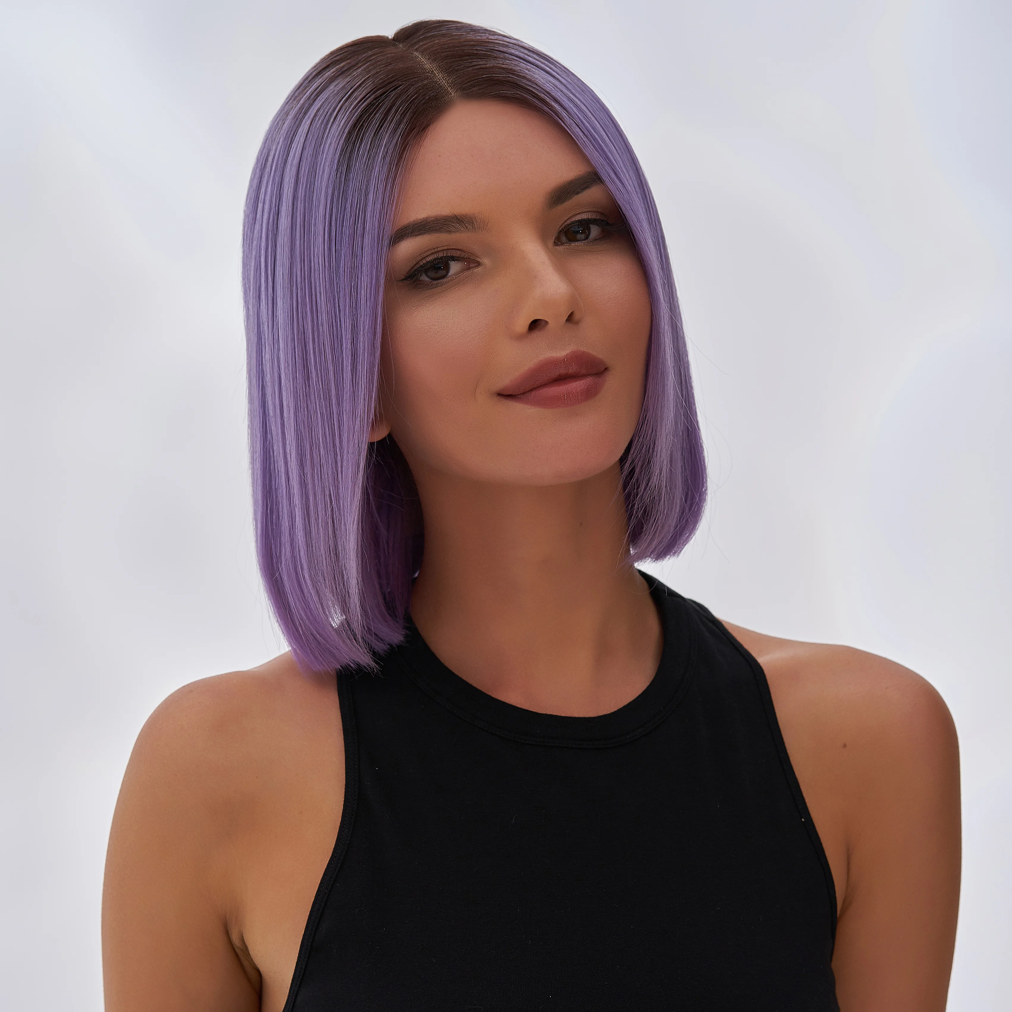 K.S WIGS Lace Front  Straight BOB Mixed Ombre Colored Wig Virgin Hair Lace Wig