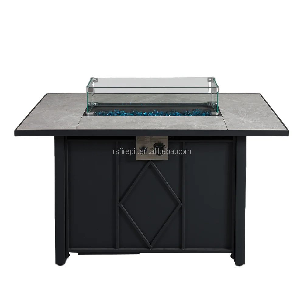 RS-R43003A 43-inch tile surface + iron plate in the middle of four square frame under gas stove outdoor gas fire pit