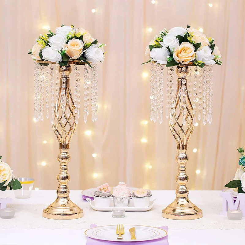 2Pcs Flower Kissing Ball Arrangement Bouquet 15 Heads Plastic Artificial Silk Rose Flowers for Wedding Party Centerpiece