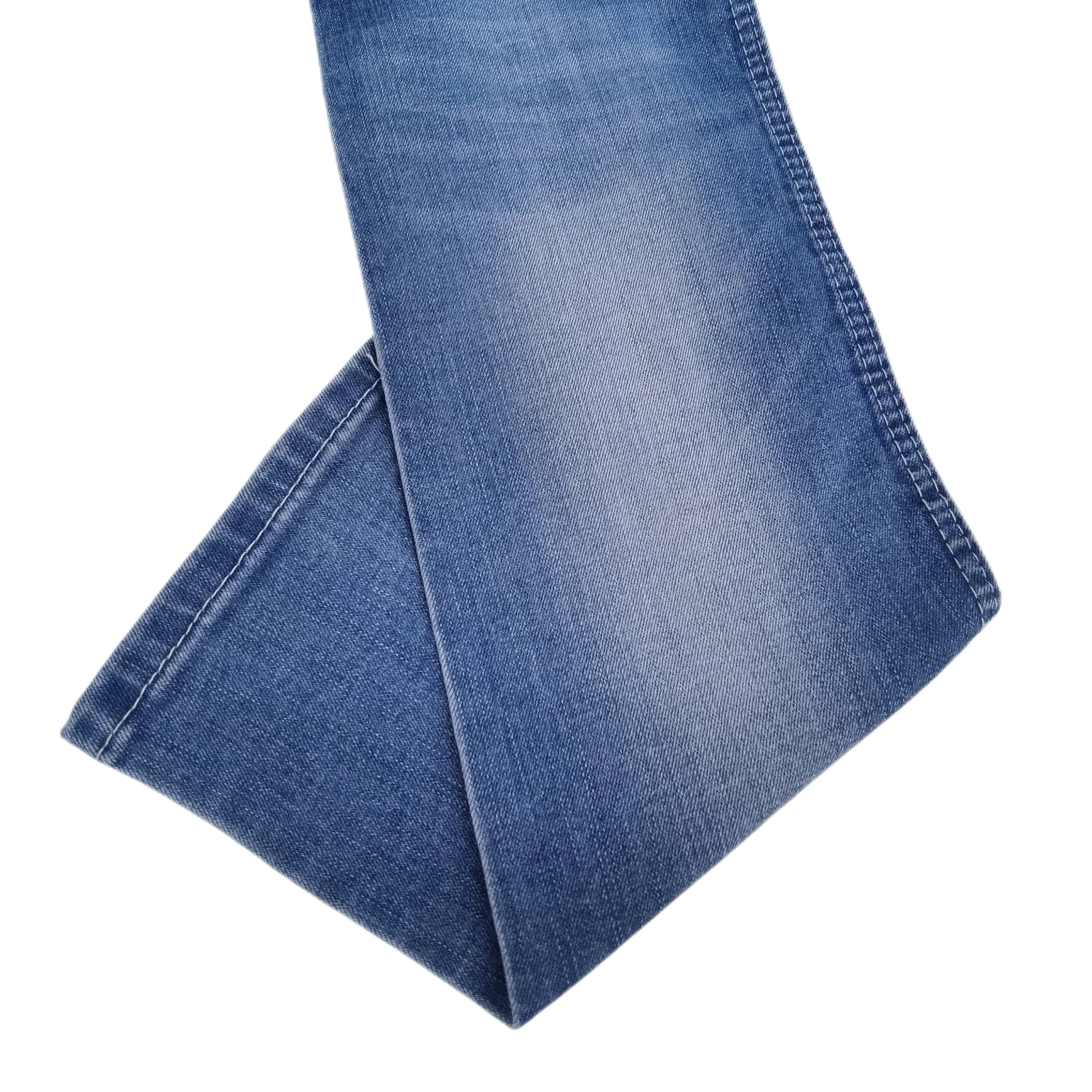 high quality stock lot 80% cotton TC spandex after washing Indigo Blue denim fabric for jeans