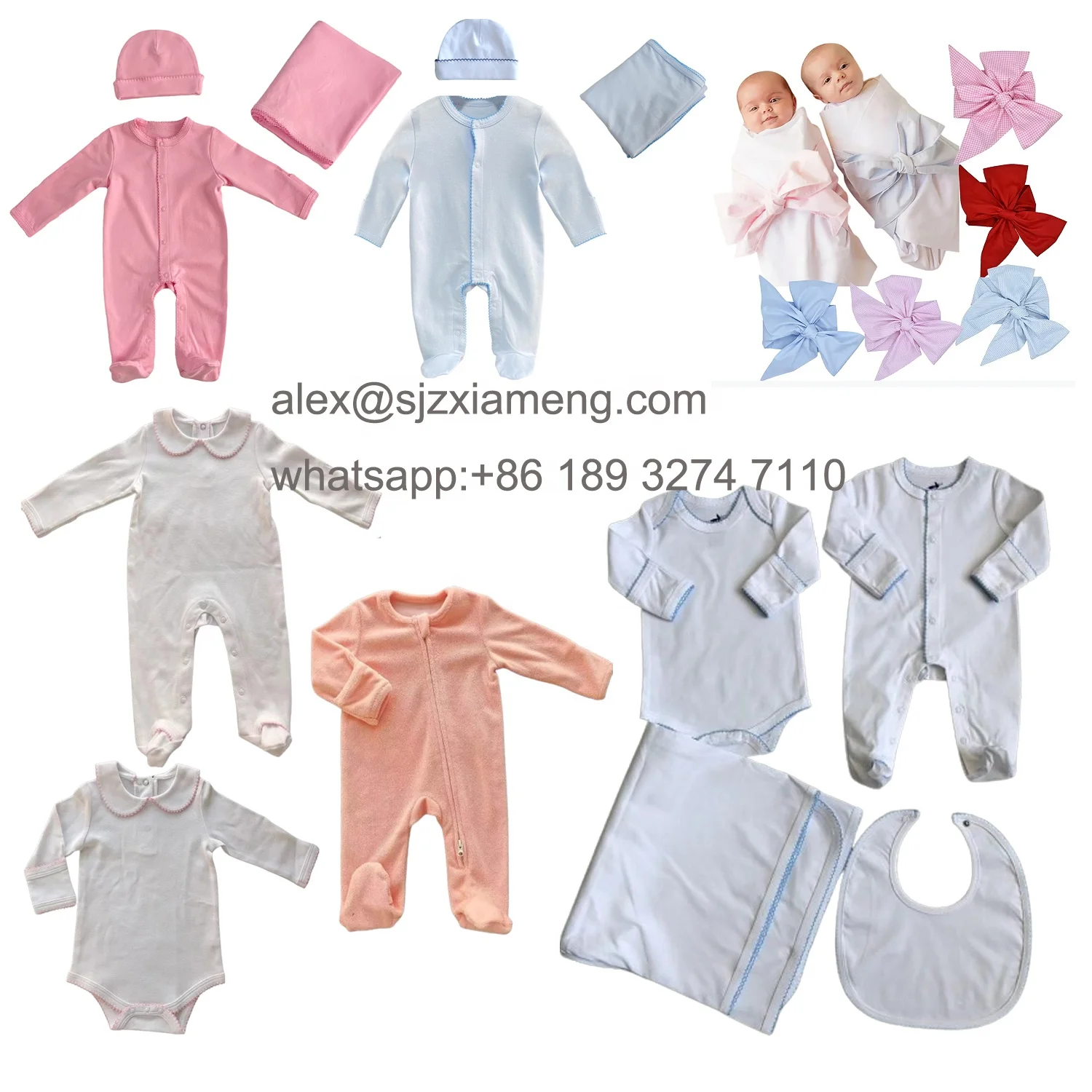 2024 Custom Newborn Baby Girl Coming Home Outfit Monogram Personalized Layette Gown with Beanie Baby Shower Gifts baby romper