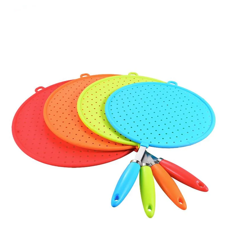 Wholesale Silicone Splatter Screen Pan Cover With Handle  Oil Splash Guard For Frying Pan.