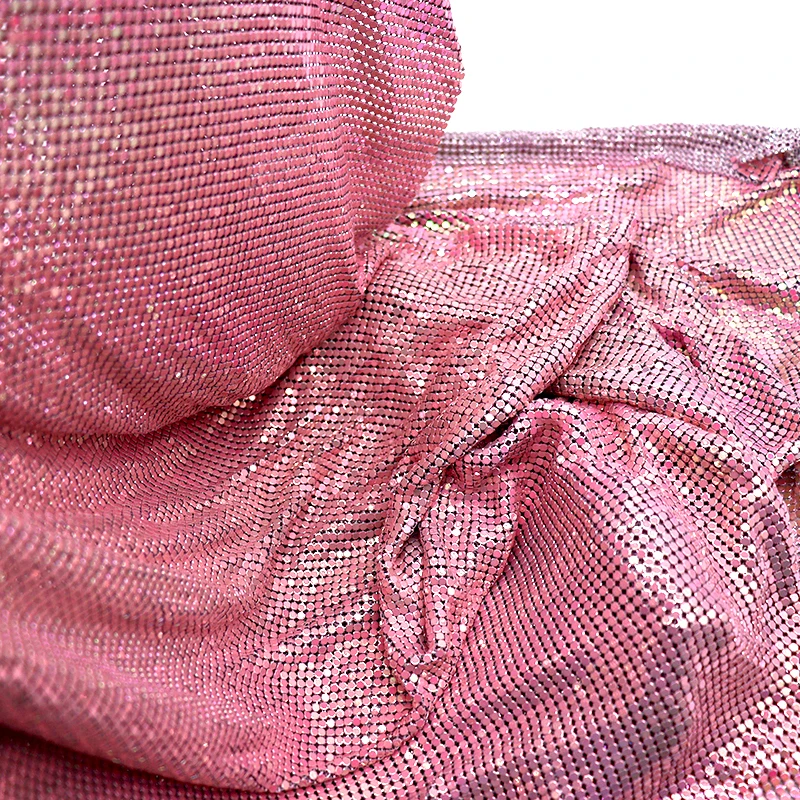 S538 Aluminum Chainmail Mesh Fabric Party Dress Chainmail Mesh Metallic Mesh Fabric Woven Fabric for Dress