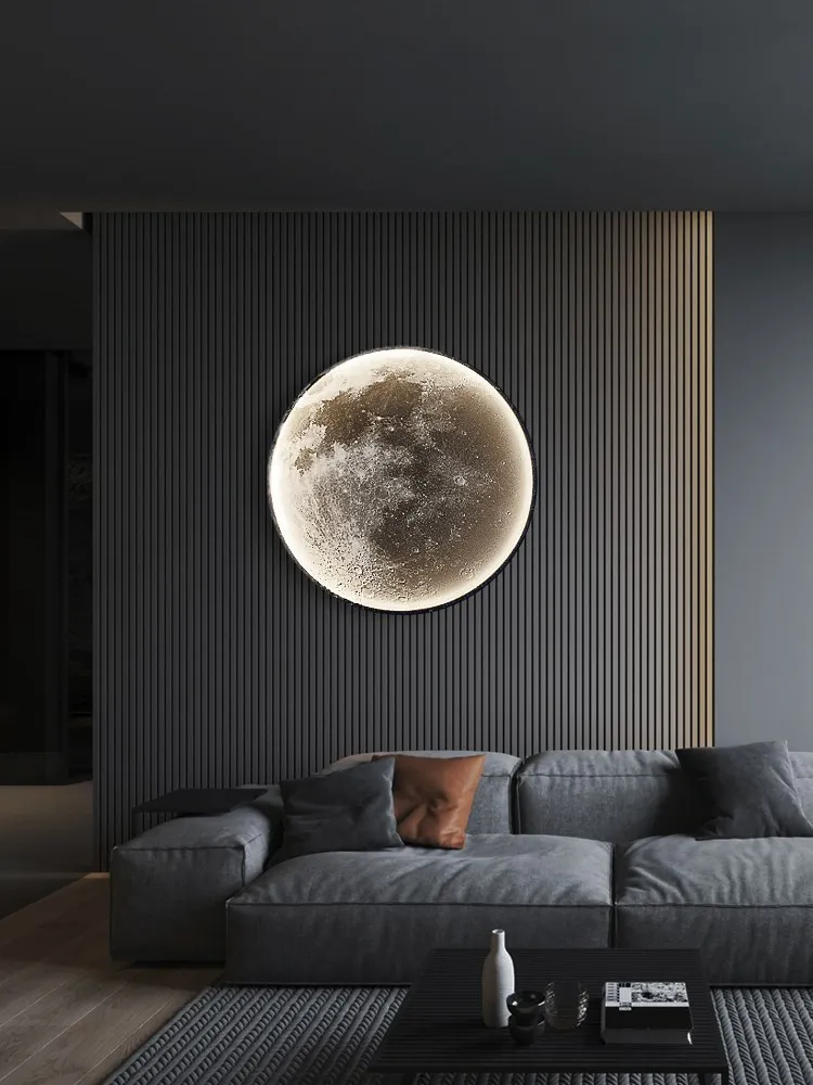 Moon wall lamp simple living room background wall decorative lamp Nordic art bedroom mural lamp