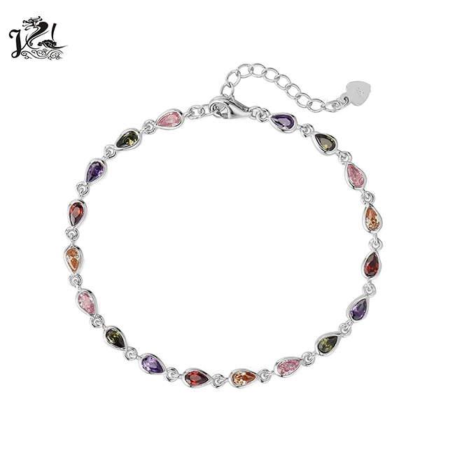 925 sterling silver tennis bracelet jewelry zircon multi colored stone bracelet for women