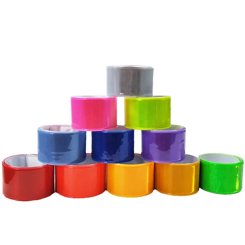 Wholesale PVC Custom Multi-Color Reflective Slap Band Slap Bracelet