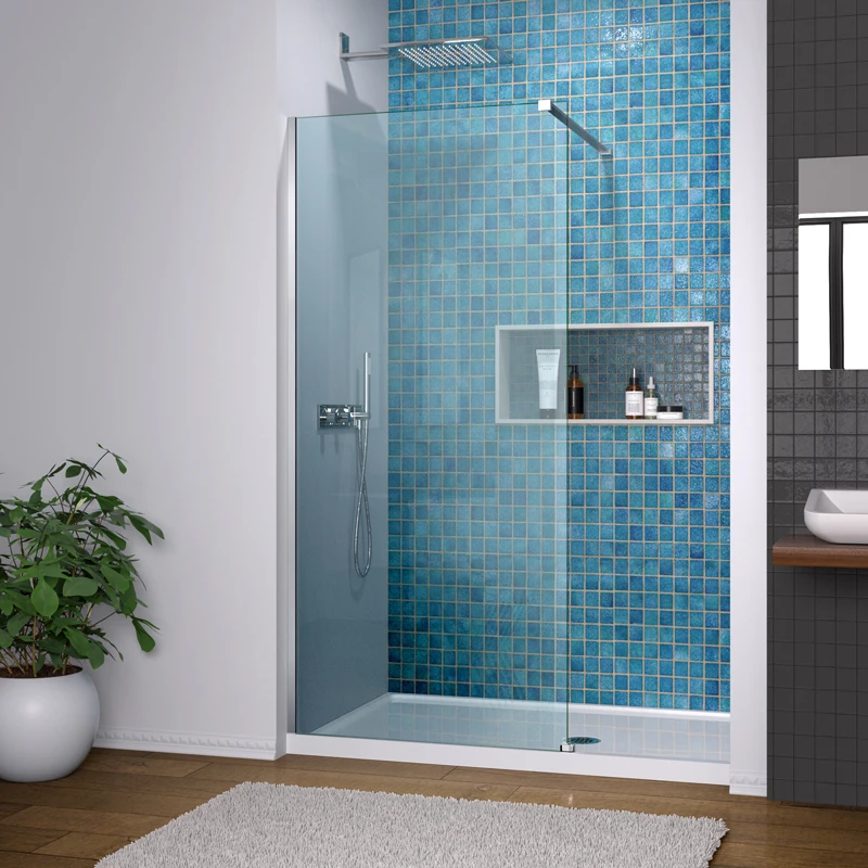 Frameless Fixed Shower Glass Panel SGCC Tempered Glass Walk In Shower Door Screen