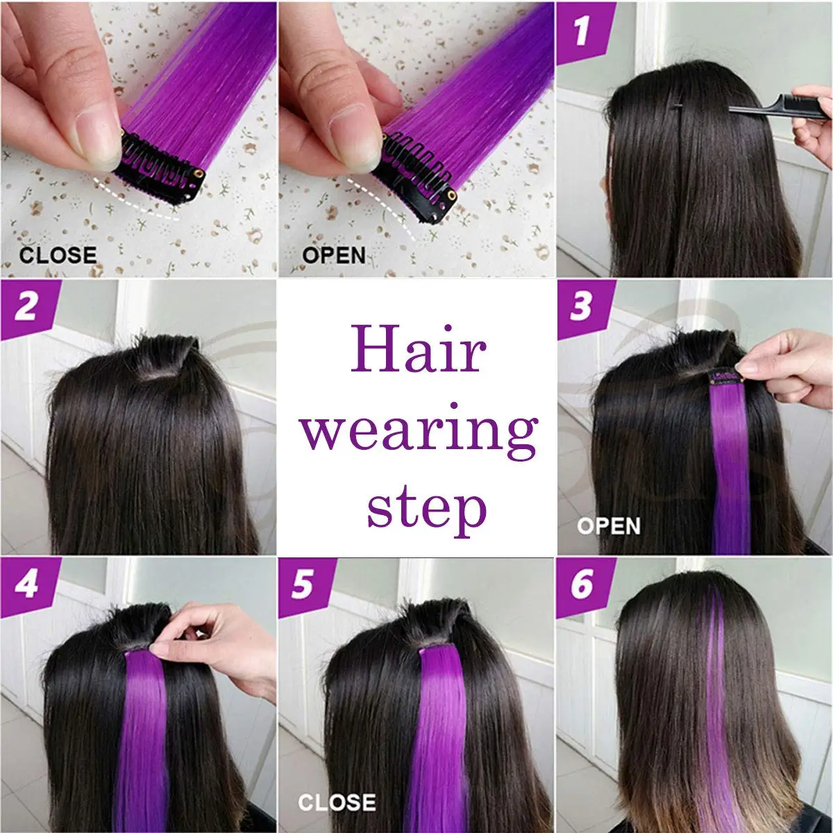 Hot sell   synthetic colorful clip in hair extension   clip in  double drawn clip in hair extension