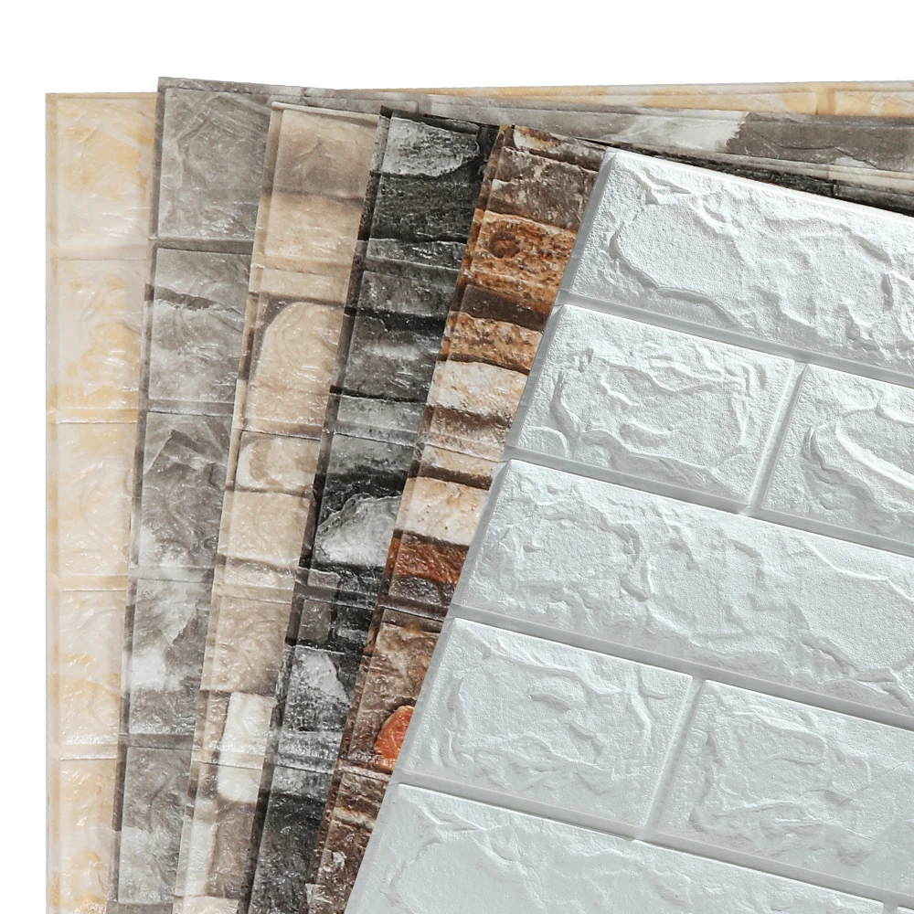 70x77cm White Brick 3D Wall Panels Peel and Sticker Home Wallpaper for Living Room Bedroom Background Wall Decoration