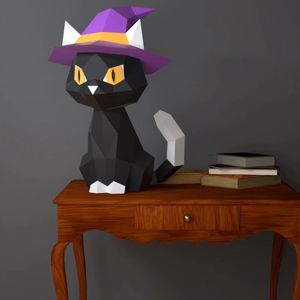All Saints Black Cat, 3D origami paper home decoration, living room, educational hobby, holiday party, DIY origami paper crafts