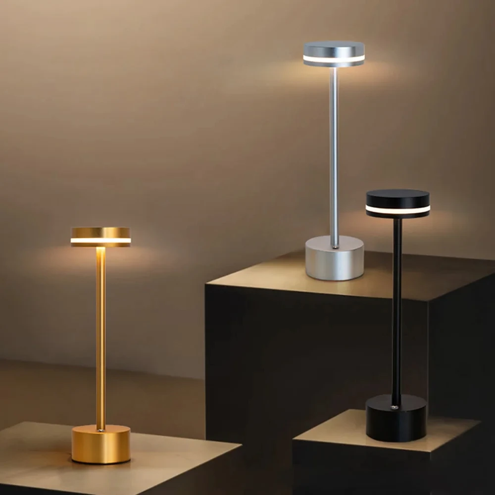 USB Chargeable Battery Operated LED Light European Style Cordless Table Lamp with Touch Control for Hotel & Restaurant Use