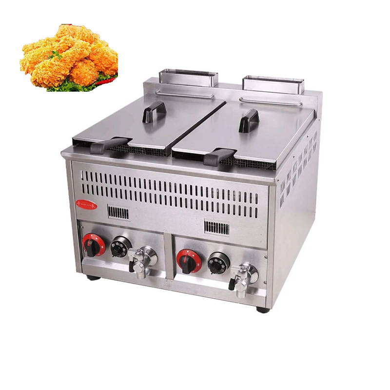 Commercial two tanks french restaurant large potato chip deep fryer with filter