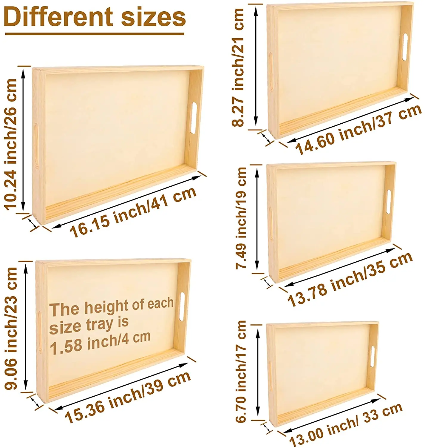 
Rectangle sofa arm bed tray table wood food tray with handle 