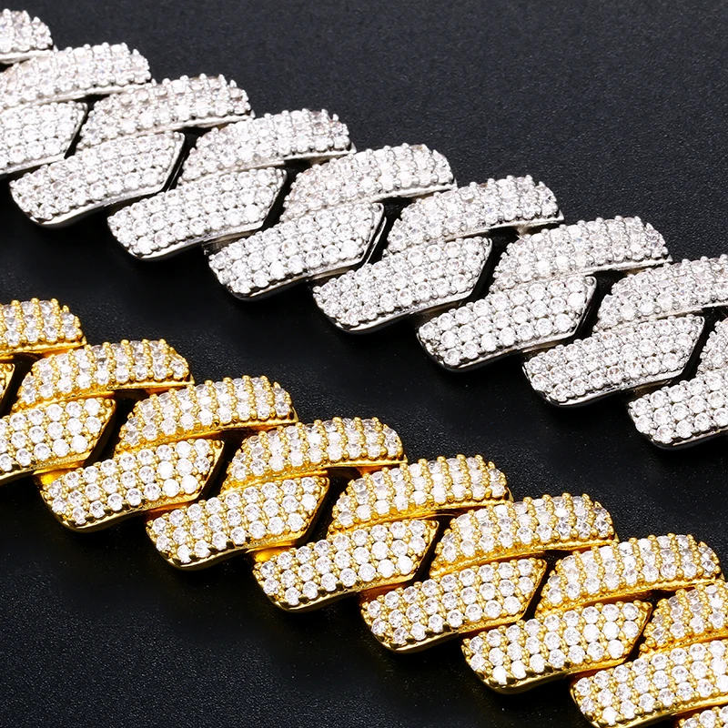 Fashion Hip Hop 20 Heavy 3 Rows AAAAA CZ Diamond Iced Out Mens Bracelet Luxury Gold Plated Cuban Link Bracelet For Men