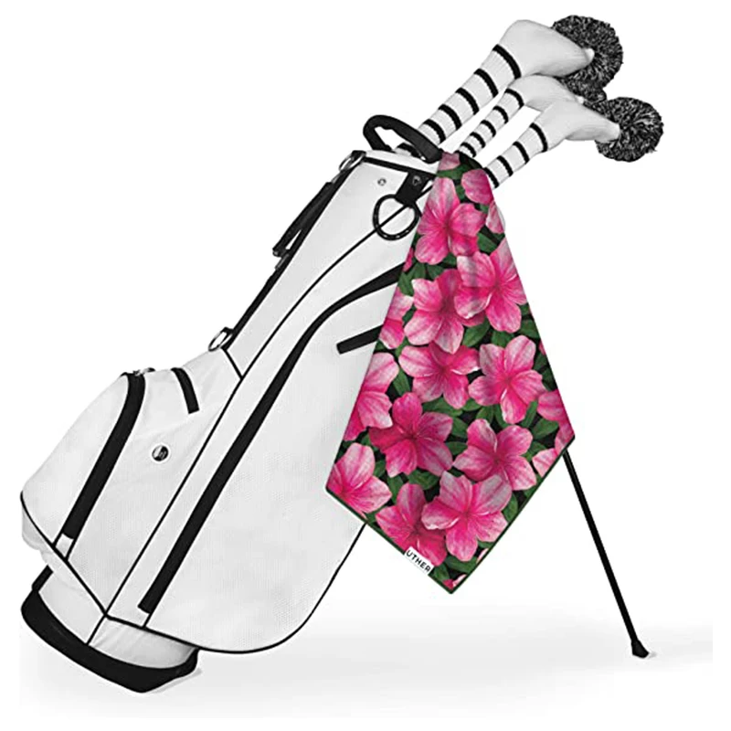 Microfiber recycled printed waffle golf towel custom golf towel with grommet and hook