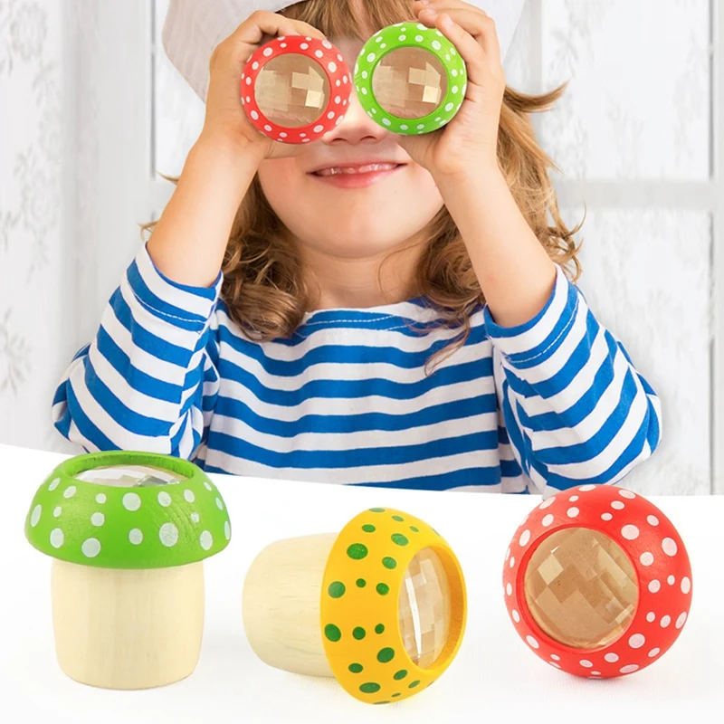 Children Cute Mushroom Creative Classic Wooden Kaleidoscope Baby Toy for Child Funny Toy Educational Toy