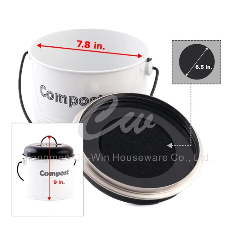 Custom Stainless Steel Compost Pail Kitchen Countertop Garden Trash Bucket Container Pail Compost Bin